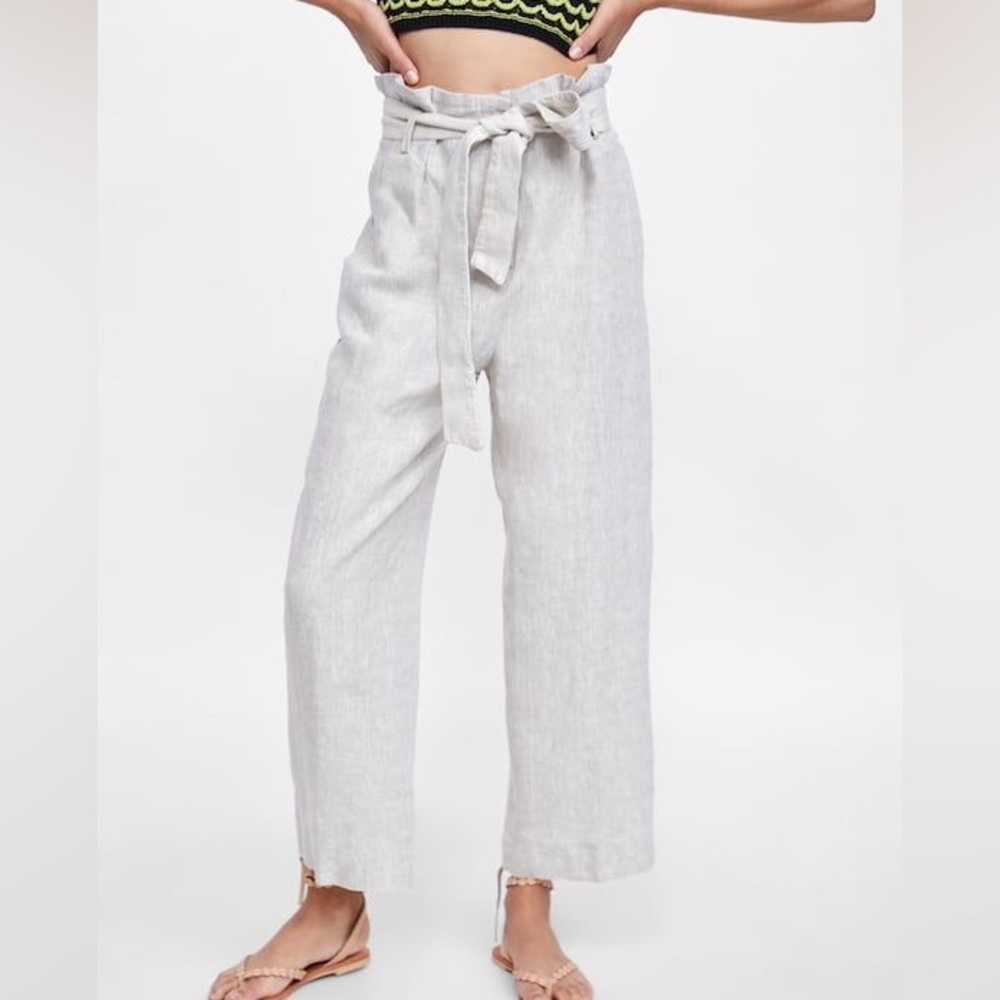 Linen Cream Culotte Trousers